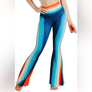 Yoga Democracy Retro Rainbow Printed Bell Bottoms